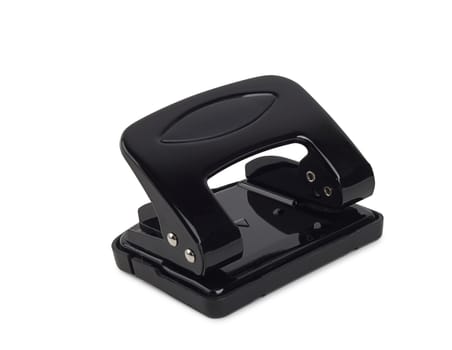Black office hole punch on a white background