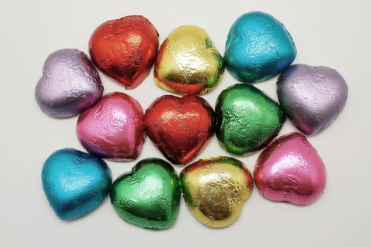 heart shape of colorful chocolate