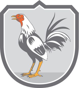 Cockerel Rooster Standing Shield Retro