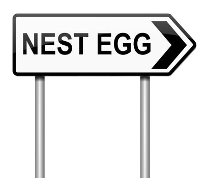 Illustration depicting a sign with a nest egg concept.
