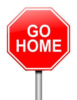 Illustration depicting a sign with a go home concept.