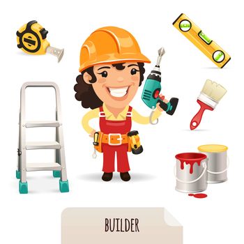 Female Builders Icons Set