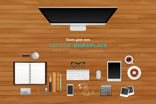 Workplace with isolated objects