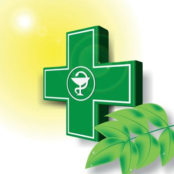 Green medical cross emblem