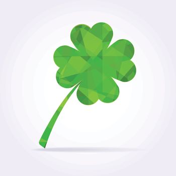 Green clover leaf in low poly style. 