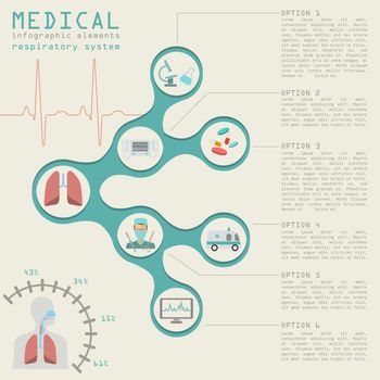 Medical and healthcare infographic, respiratory system infograph