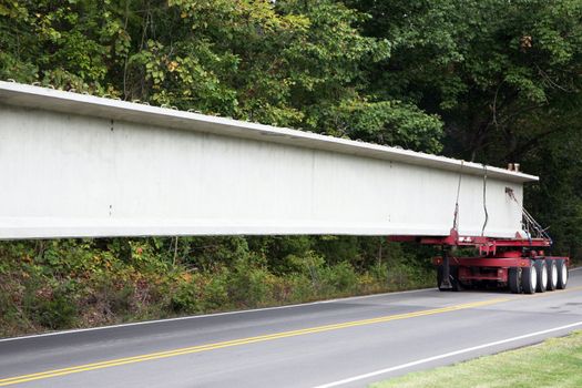 Transporting highway bridge supports
