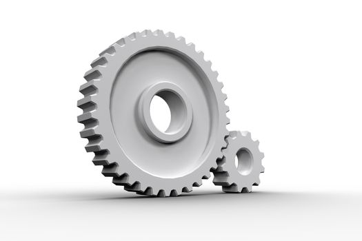 White cogs and wheels connecting