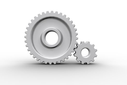 White cog and wheel connecting