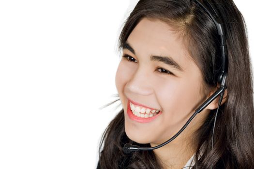 Young woman or teen with headset