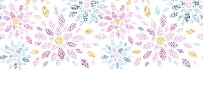 Abstract textile colorful flowers horizontal seamless pattern background