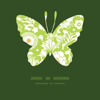 Vector green and golden garden silhouettes butterfly silhouette pattern frame