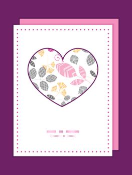 Vector abstract pink, yellow and gray leaves heart symbol frame pattern invitation greeting card template
