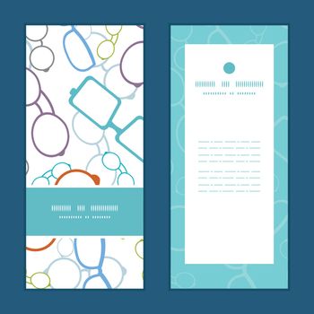 Vector colorful glasses vertical frame pattern invitation greeting cards set graphic design