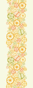 Vector citrus slices vertical seamless pattern background ornament with hand drawn elements