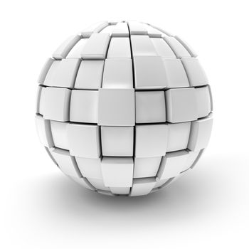 Blank sphere formed by blocks, 3d render