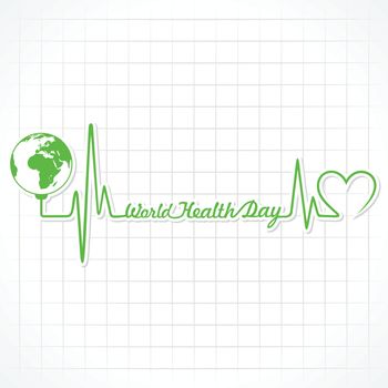 Creative World Health Day Greeting with heartbeat stock vector