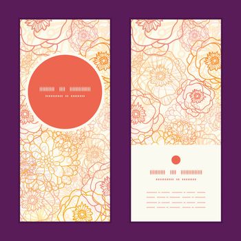 Vector warm flowers vertical round frame pattern invitation greeting cards set graphic design