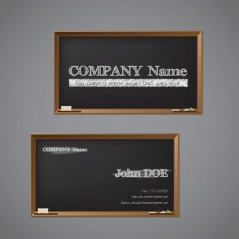 Business card design with chalkboard and chalk writing