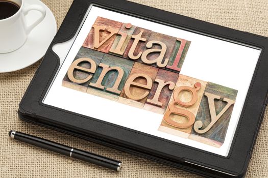 vital energy typography on tablet
