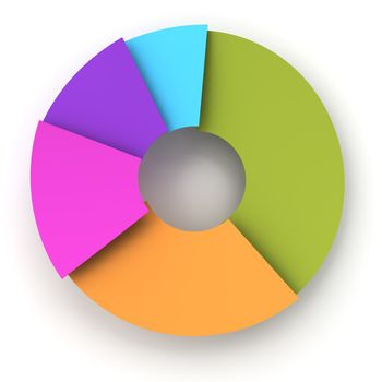 Colorful paper pie chart, 3d render