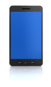 Blank smartphone, front view, 3d render