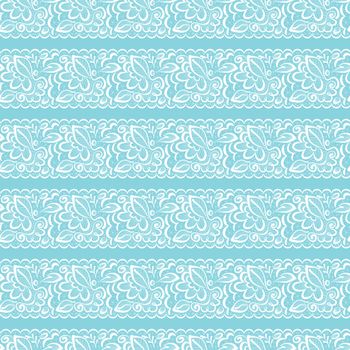 Vector seamless background. White lace on light blue background