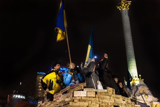 Maidan - activists at new years eve rally on independence square