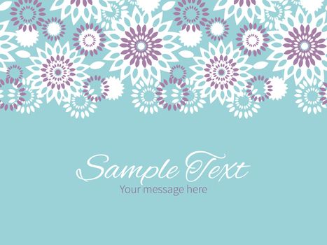 Vector purple and blue floral abstract horizontal border greetin