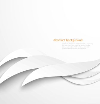 Abstract white waves background with drop shadow. Vector illustration