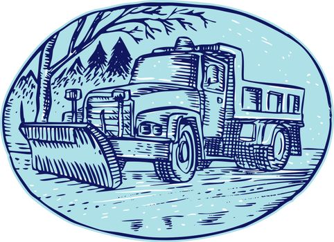 Snow Plow Truck Oval Etching