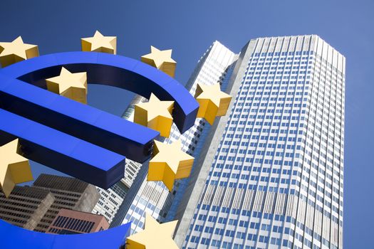 Euro symbol in european central bank in Frankfurt
