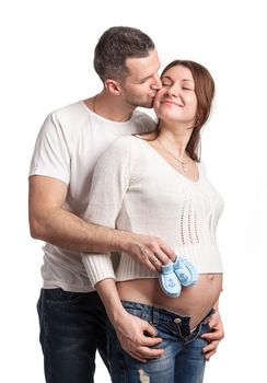 Happy young couple anticipating child birth