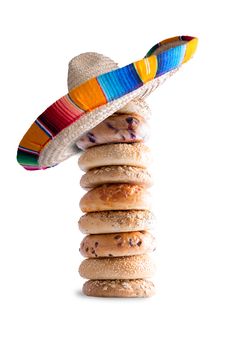 Piled Bagels with Mexican Hat on the Top