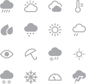 Set weather icons for web and mobile applications. Neutral gray color is ideal for any design.