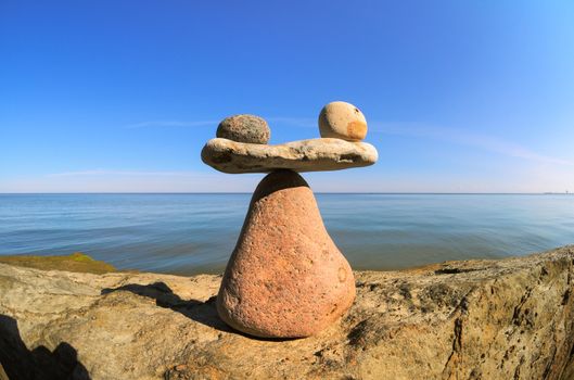 Stones in balance on the boulder