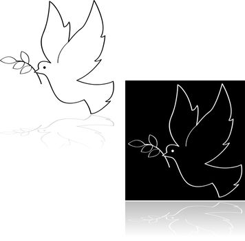 Icon set showing a peace dove carrying a branch