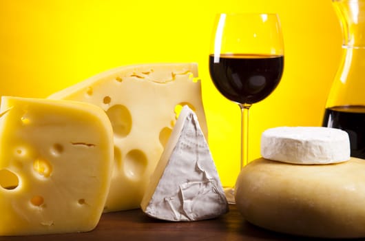Still-life with cheese and wine