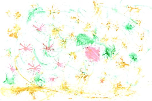 Abstract white background with pink, green and yellow blotches
