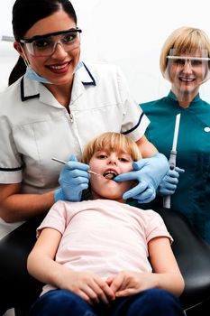 Child on her dental check up.