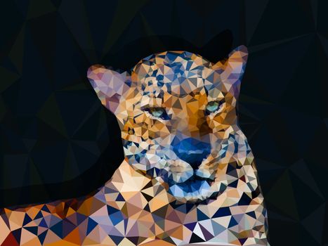 Low poly geometric of leopard