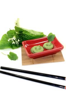 Wasabi with leaf and blossom