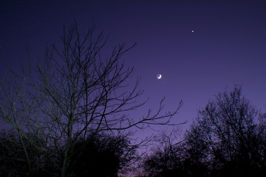 Nightsky with Moon, Venus and Aldebaran over Germany, April 21, 2015
