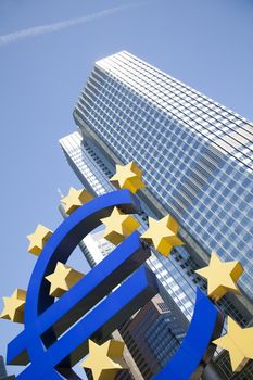 Euro symbol in european central bank in Frankfurt