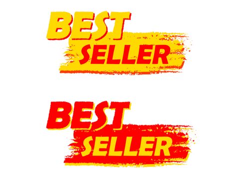 best seller, yellow and red drawn labels
