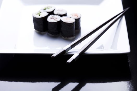 Japan rolls, oriental cuisine colorful theme