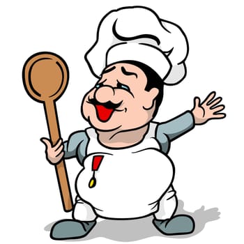 Cook - Colored Cartoon Illustration, Vector