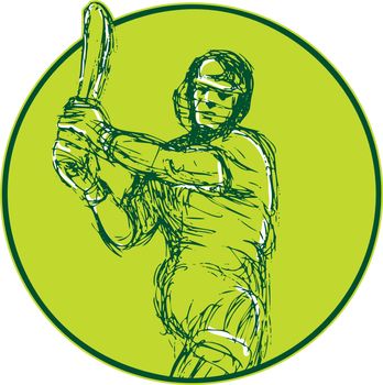 Cricket Player Batsman Batting Drawing