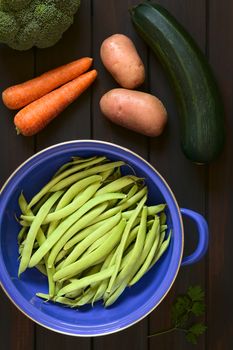 Raw Green Beans and Other Vegetables