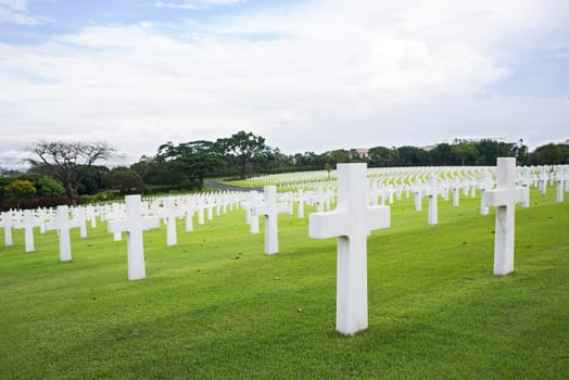 The Manila American Cemetery and Memorial with some of its 17,206 graves. It has the largest number of graves of any cemetery for US personnel killed during The Second World War.
